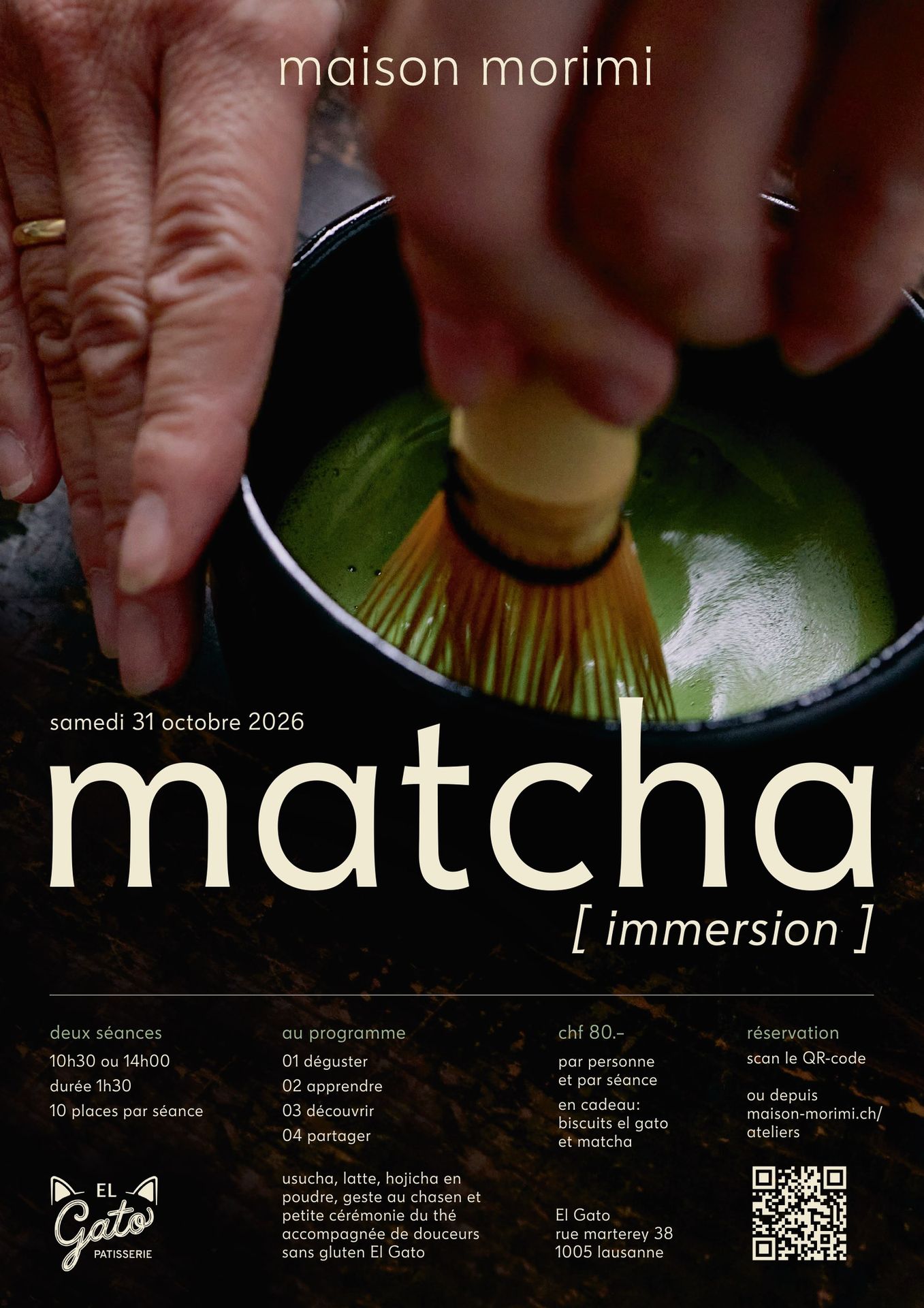 Affiche matcha immersion, maison morimi, 31 octobre 2026