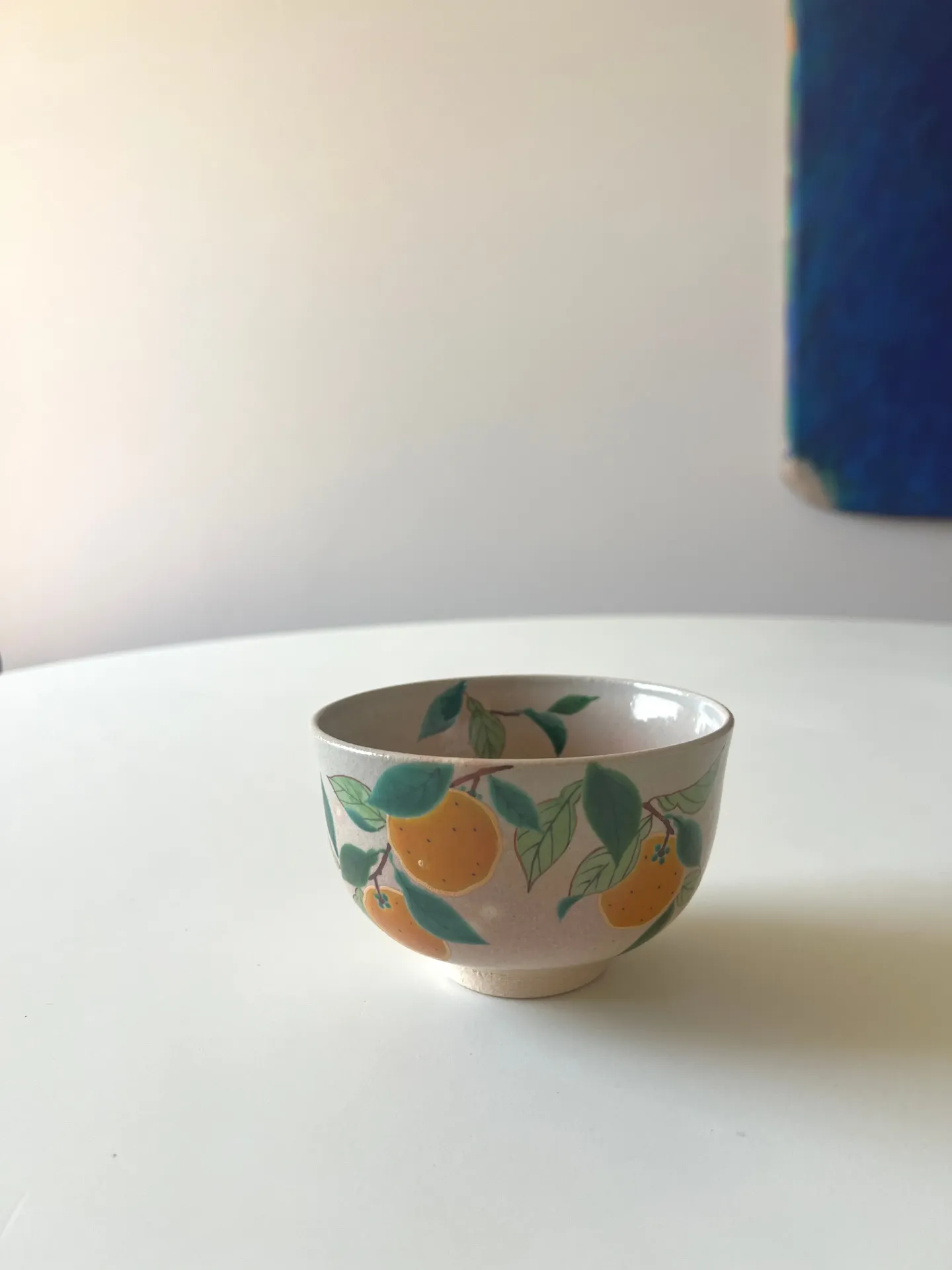 bol à matcha kyo-yaki (poterie traditionnelle de Kyoto), motif agrumes